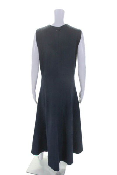 Akris Punto Womens Sleeveless Scoop Neck Back Zip Long Dress Blue Large