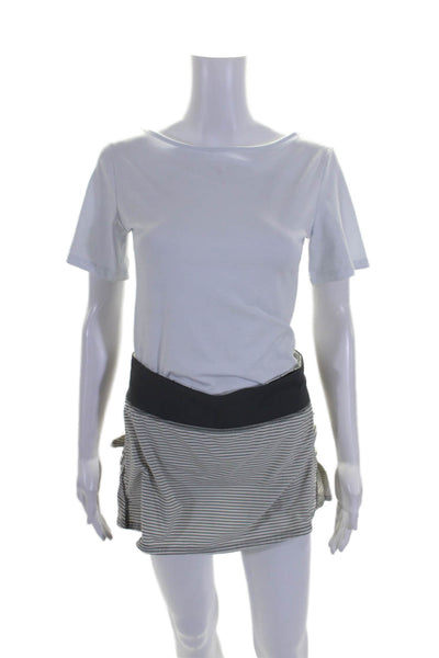 Lululemon Womens Gray White Striped Pleated Active Skort Skirt Size 2