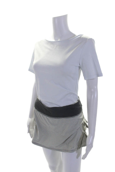 Lululemon Womens Gray White Striped Pleated Active Skort Skirt Size 2