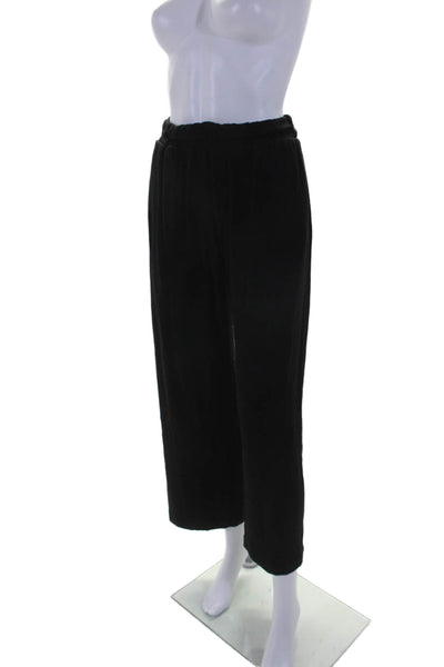 Lesjour! Womens Black Collar Long Sleeve Pullover Sweatshirt Pants Set Size XS