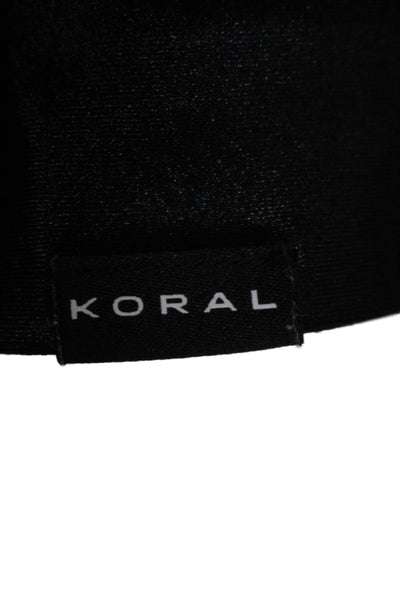 Koral Womens Textured Long Sleeve Crewneck Cropped Shirt Top Black Size XS