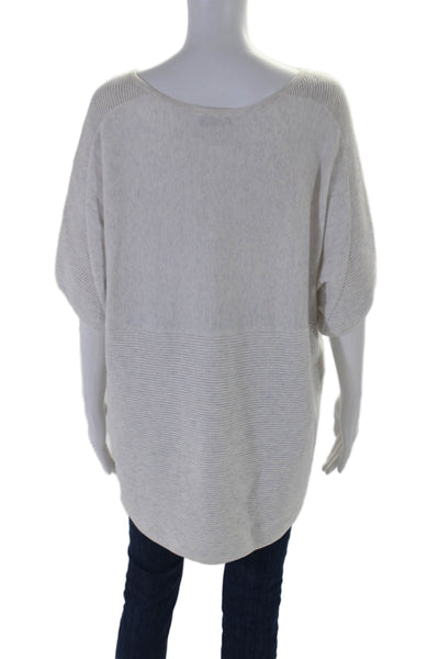 Kinross Cashmere Women's Short Sleeves High Low Hem Pullover Sweater Gray Size M