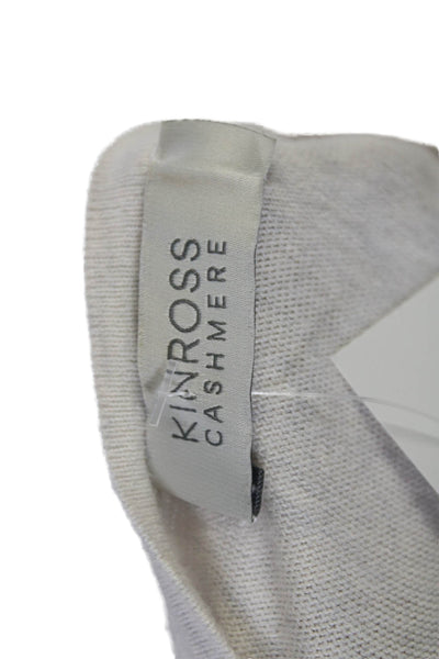 Kinross Cashmere Women's Short Sleeves High Low Hem Pullover Sweater Gray Size M