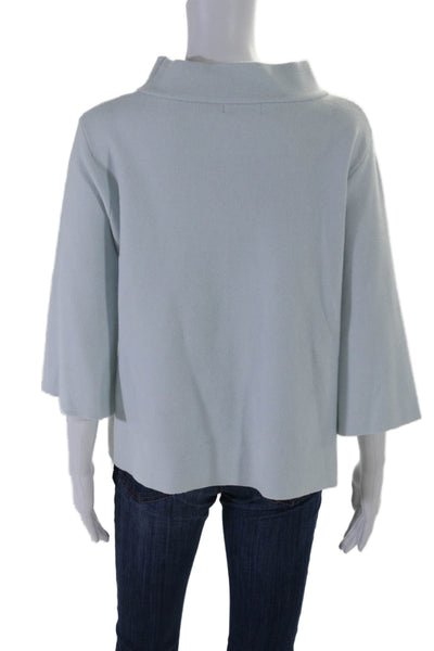 Fate. Women's Mock Neck Short Sleeves Pullover Boxy Sweater Light Blue Size S