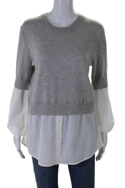 Brochu Walker Women's Round Neck Long Sleeves Pullover Sweater Gray Size M