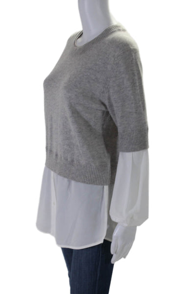 Brochu Walker Women's Round Neck Long Sleeves Pullover Sweater Gray Size M