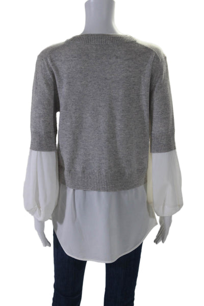 Brochu Walker Women's Round Neck Long Sleeves Pullover Sweater Gray Size M