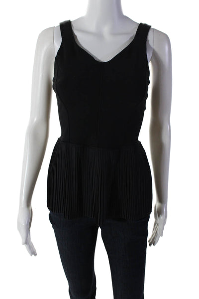 Lululemon Womens Pleated Hem Cut Out Back Peplum Sleeveless Tank Black Size 6