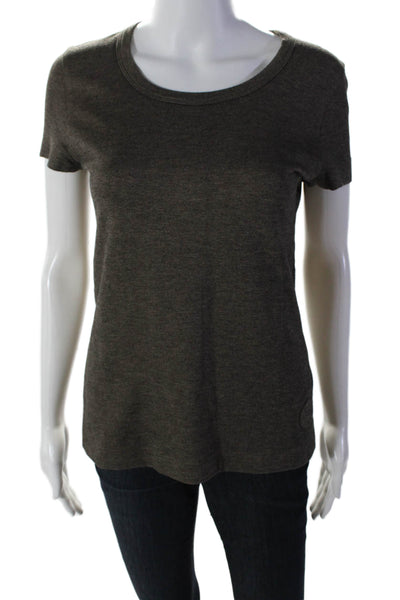 Akris Punto Women's Scoop Neck Short Sleeves Basic T-Shirt Brown Size 8