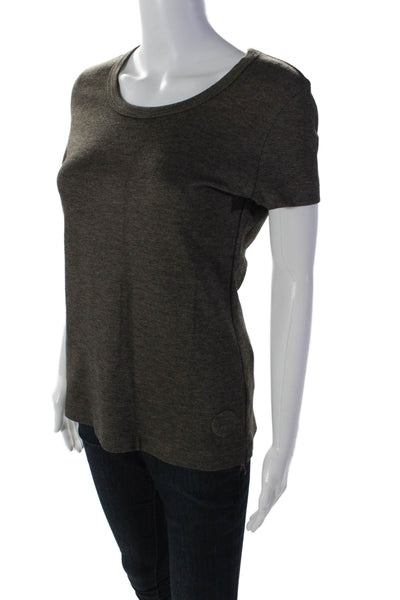 Akris Punto Women's Scoop Neck Short Sleeves Basic T-Shirt Brown Size 8