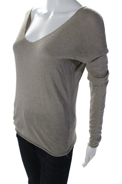 Zadig & Voltaire Women's V-Neck Long Sleeves Pullover Sweater Tan Size M