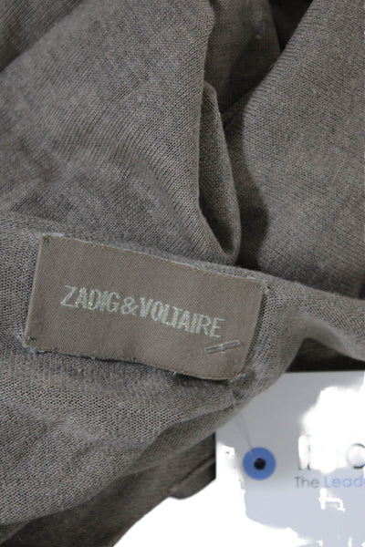 Zadig & Voltaire Women's V-Neck Long Sleeves Pullover Sweater Tan Size M