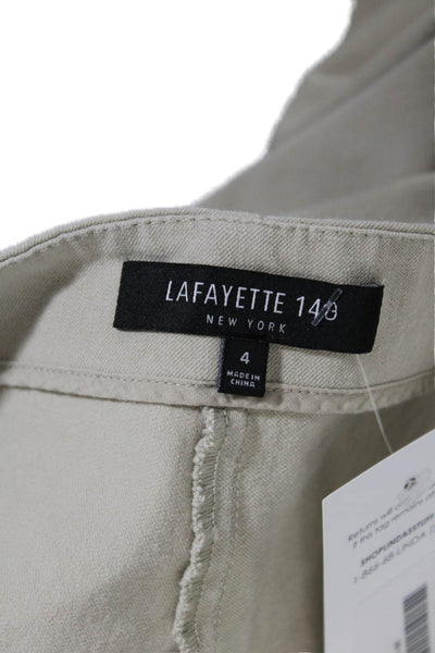 Lafayette 148 New York Women's Flat Front Straight Leg Ankle Pants Beige Size 4