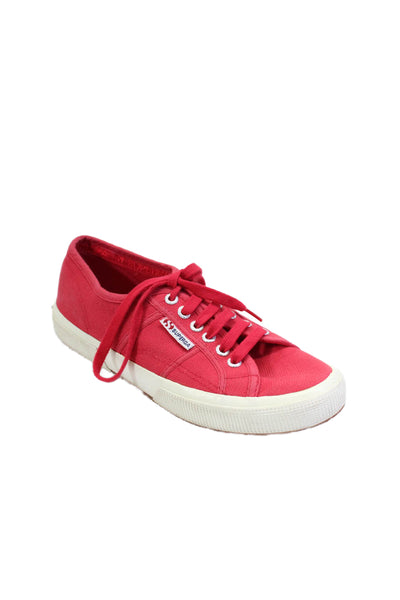 Superga Women's Round Toe Lace Up Rubber Sole Casual Sneakers Red Size 6.5