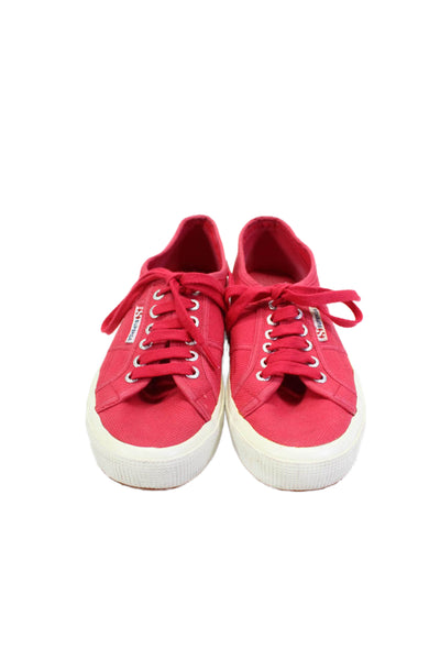 Superga Women's Round Toe Lace Up Rubber Sole Casual Sneakers Red Size 6.5