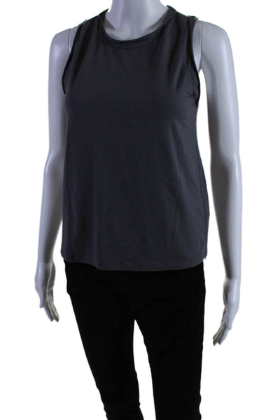 Revel Womens Coal Cotton Scoop Neck Sleeveless Raw Racer Tank Top Size S