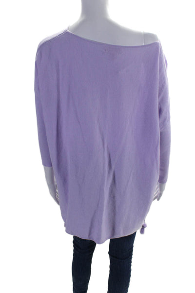 Lily Pulitzer Womens Cotton Long Sleeve Pompom Trim Knit Top Purple Size S