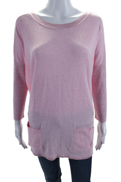 Lily Pulitzer Womens Cotton Metallic Trim Long Sleeve Top Pink Size S