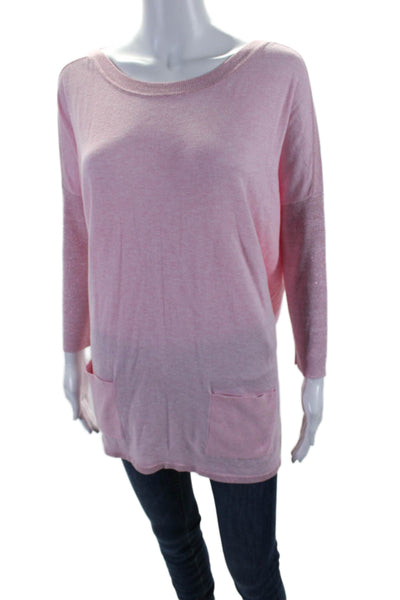 Lily Pulitzer Womens Cotton Metallic Trim Long Sleeve Top Pink Size S