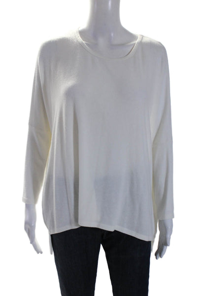 Stark Womens Long Sleeve Scoop Neck Thin Knit Top White Size Small