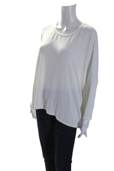 Stark Womens Long Sleeve Scoop Neck Thin Knit Top White Size Small