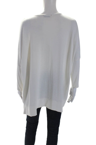 Stark Womens Long Sleeve Scoop Neck Thin Knit Top White Size Small