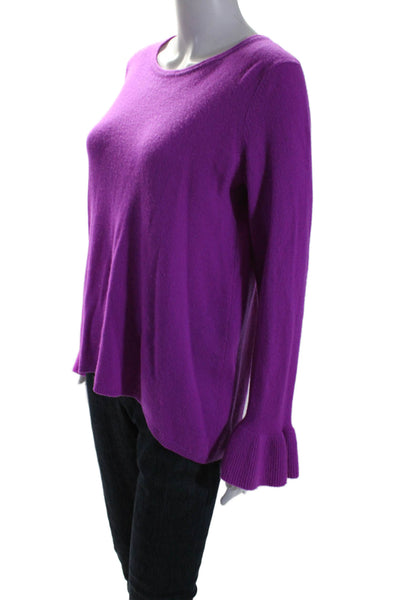 Project Womens Crew Neck  Flare Sleeve Sweater Purple Size Medium