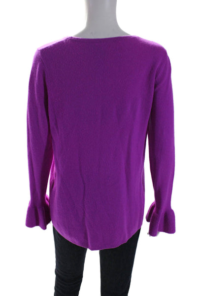 Project Womens Crew Neck  Flare Sleeve Sweater Purple Size Medium