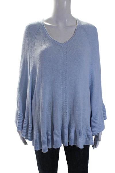 Lilly Pulitzer Womens V Neck Sleeveless Thin Knit Poncho Sweater Blue XS