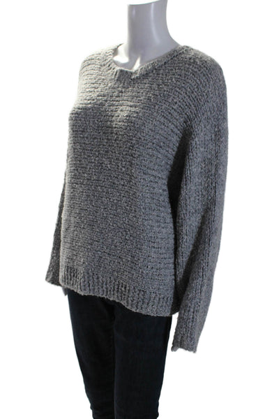 Sen Womens Crew Neck Long Sleeve Thick Knit Sweater Gray Size 2 US