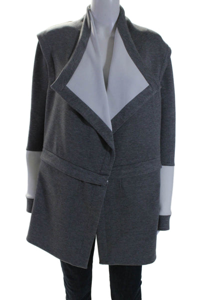 BCBGMAXAZRIA Womens Open Front Detachable Long Sleeve Jacket Gray Size S