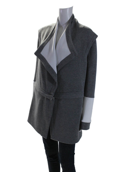 BCBGMAXAZRIA Womens Open Front Detachable Long Sleeve Jacket Gray Size S