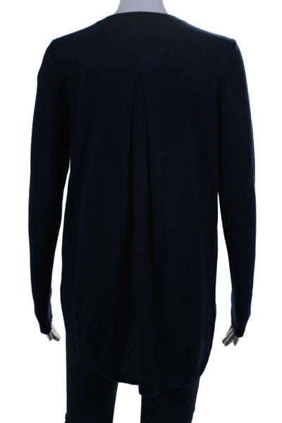 Kinross Cashmere Women's Cashmere Long Sleeves High Low Hem Sweater Blue Size S