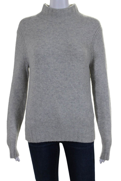 J Crew Women's Mock Neck Long Sleeves Pullover Sweater Light Gray Size S