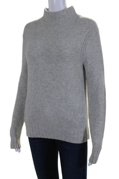 J Crew Women's Mock Neck Long Sleeves Pullover Sweater Light Gray Size S