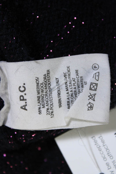 A.P.C. Womens Crew Neck Long Sleeves Sweater Black Pink Size Extra Small