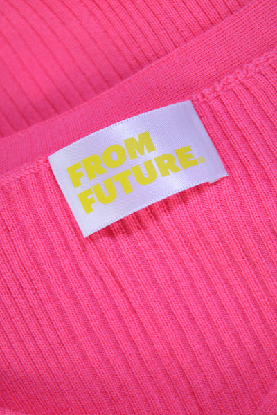 From Future Womens Button Down Cardigan Sweater Neon Pink Wool Size Extra Small