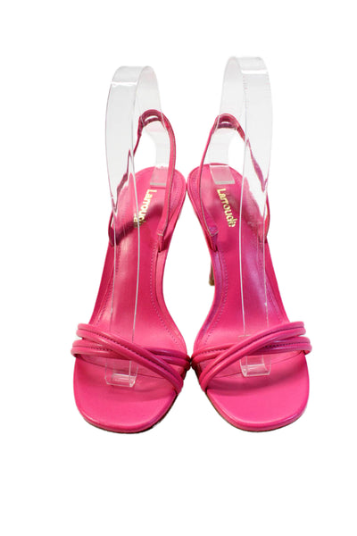 Larroude Womens Leather Pull On Slingbacks Sandals Heels Neon Pink Size 6.5