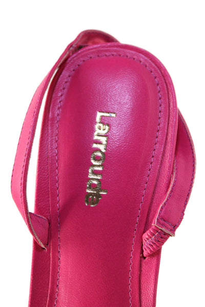 Larroude Womens Leather Pull On Slingbacks Sandals Heels Neon Pink Size 6.5