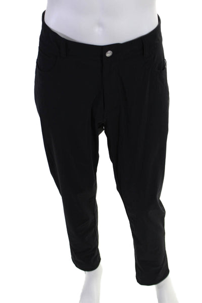 Peter Millar Mens Flat Front Straight Leg Dress Trousers Pants Black Size 38