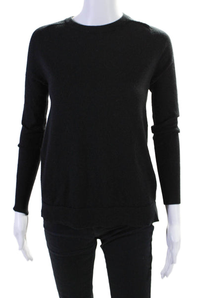 Autumn Cashmere Womens Cashmere Long Sleeved Ribbed Hem Sweater Black Size S