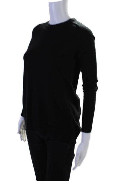 Autumn Cashmere Womens Cashmere Long Sleeved Ribbed Hem Sweater Black Size S