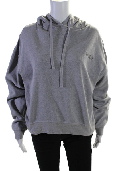 WSLY Womens Pullover Drawstring Hood Long Sleeve Hoodie Heather Gray Size S