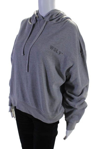 WSLY Womens Pullover Drawstring Hood Long Sleeve Hoodie Heather Gray Size S