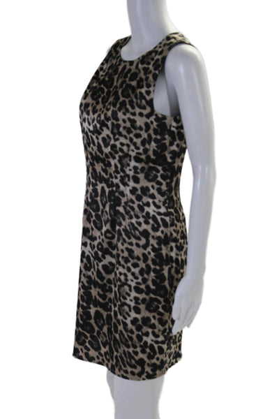 Vince Camuto Womens Leopard Print Sleeveless Sheath Dress Beige Size 6