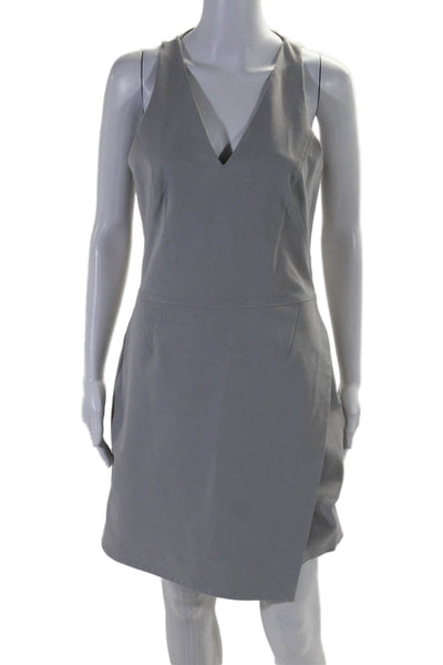 Helmut Lang Womens Sleeveless V Neck Asymmetric Hem Sheath Dress Gray Size 6