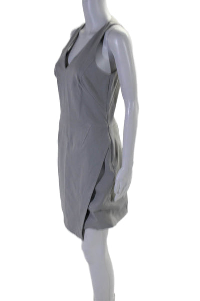 Helmut Lang Womens Sleeveless V Neck Asymmetric Hem Sheath Dress Gray Size 6