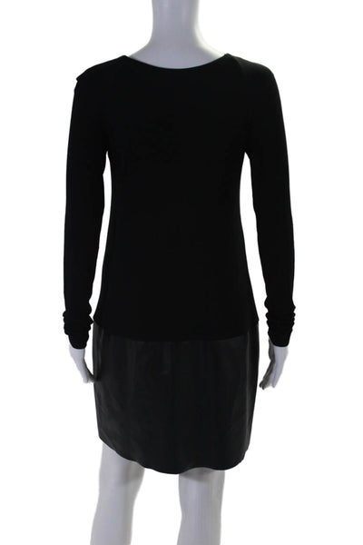 Bailey 44 Womens faux Leather Long Sleeve Shift Dress Black Size M