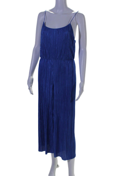 Alice + Olivia Womens Spaghetti Strap Sleeveless Wide Leg Jumpsuit Blue Size 6