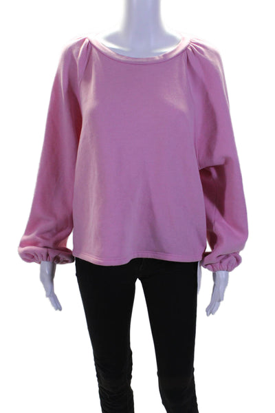 Xirena Womens Long Sleeves Crew Neck Pullover Sweater Pink Cotton Size Small